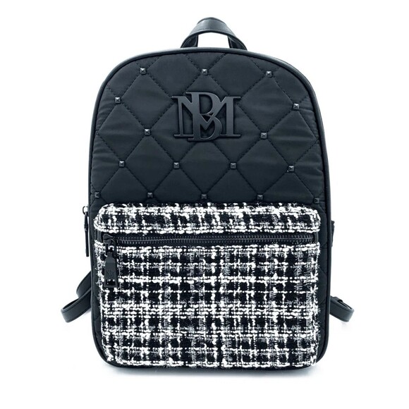 Badgley Mischka Backpack Unisex Diamond Quilted Nylon NWT Black White MSRP $149